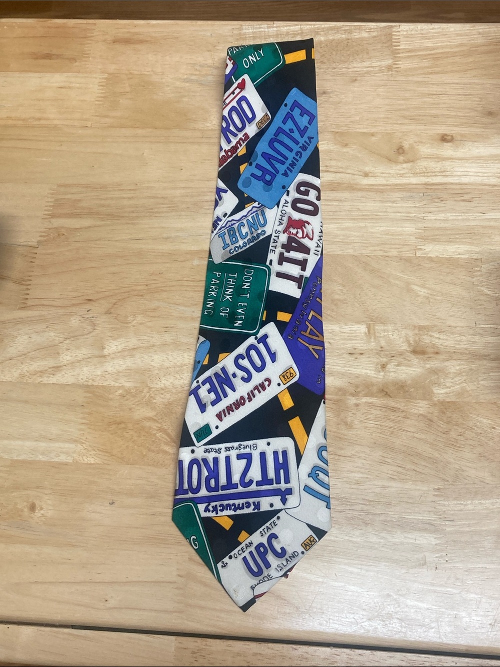 VTG 90s Nicole Miller Silk License Plate Novelty Tie